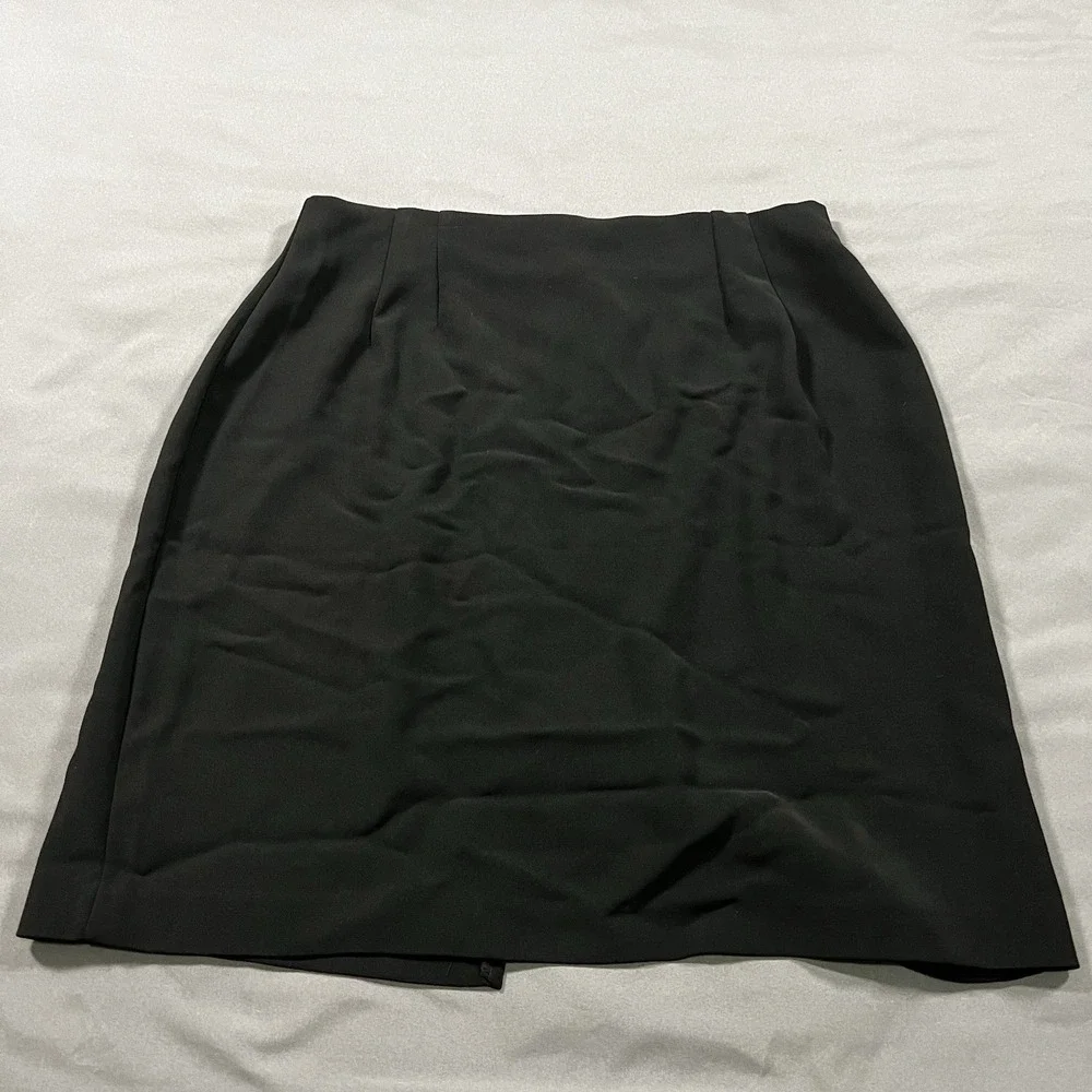 Vintage Women's‎ Savion Black Mid-length Skirt Size 12 Pleated Zip Up Back Slit